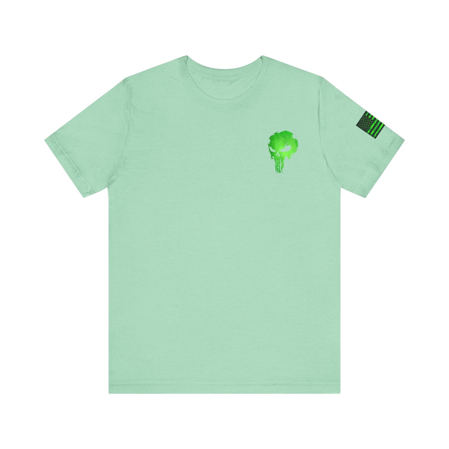 Green Punisher Skull with Hex Camo – Tactical Military Style Grunge Tee