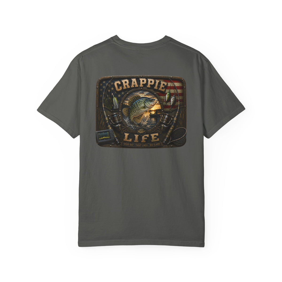 Crappie Life T-Shirt — Retro American Flag Crappie Fishing Tee