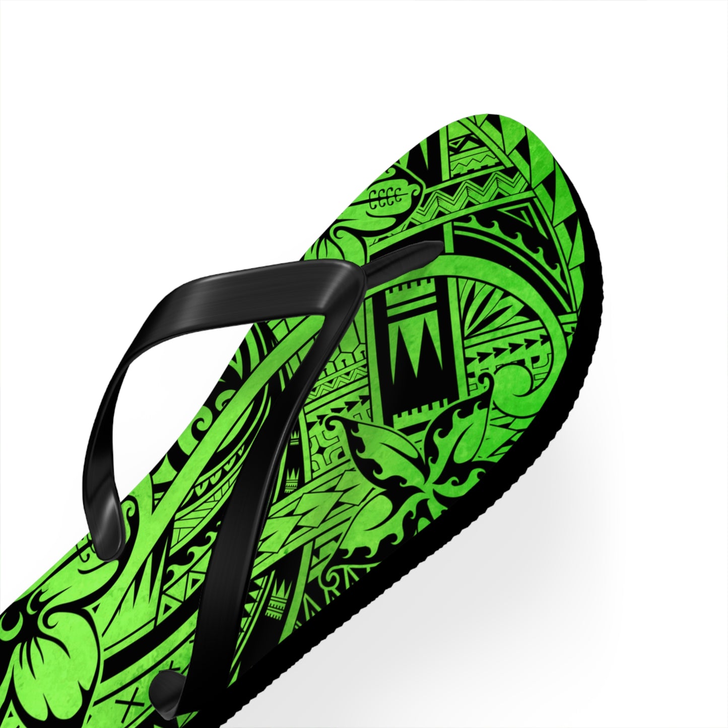 Polynesian Green Flip Flops - Summer Beach Sandals, Vacation Footwear, Poolside Essentials, Outdoor Fun, Tropical Style