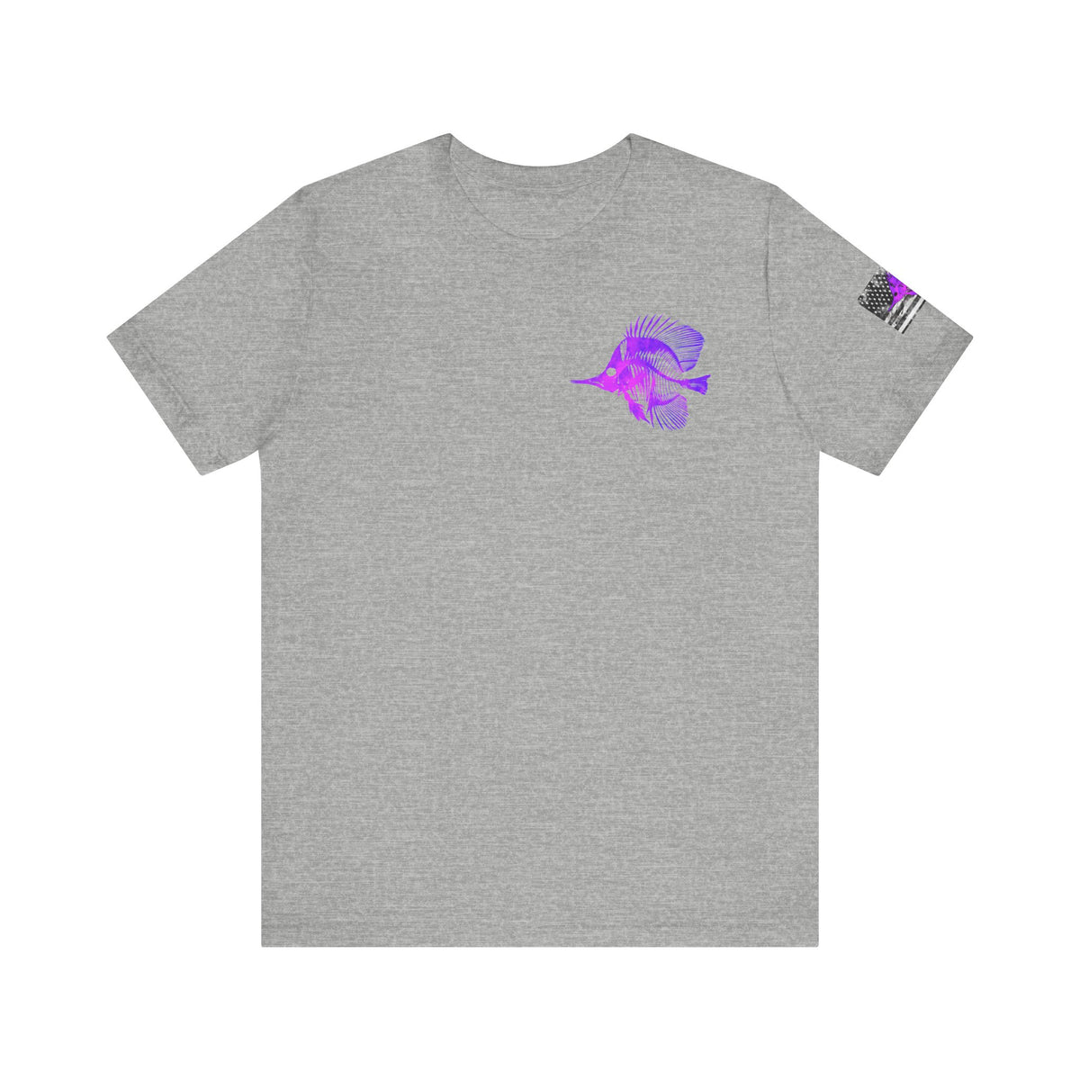 Purple Fish Angler Grunge American Flag Tee, Patriotic USA Shirt, Vintage American Flag