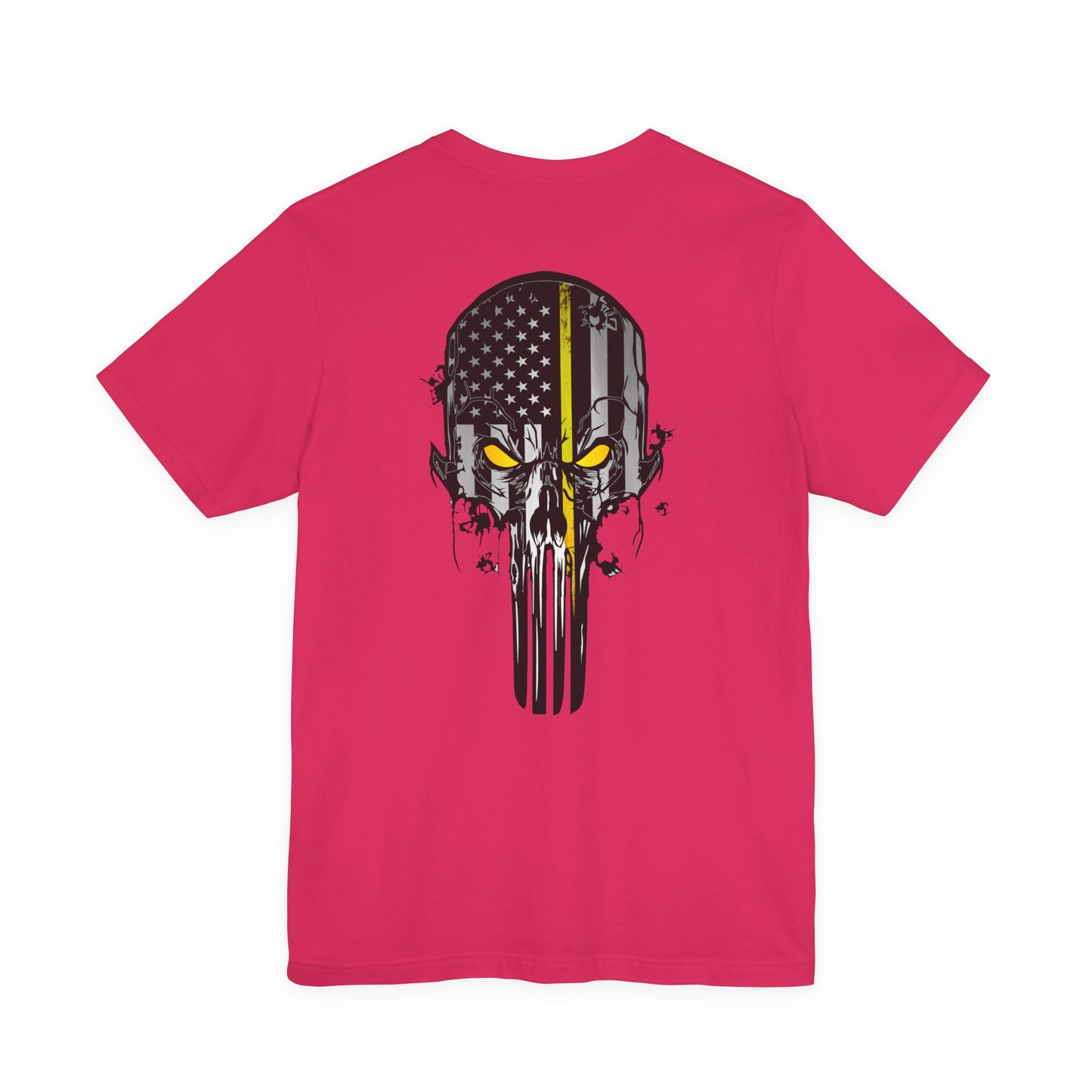 Thin Yellow Line American Flag Skull Tee