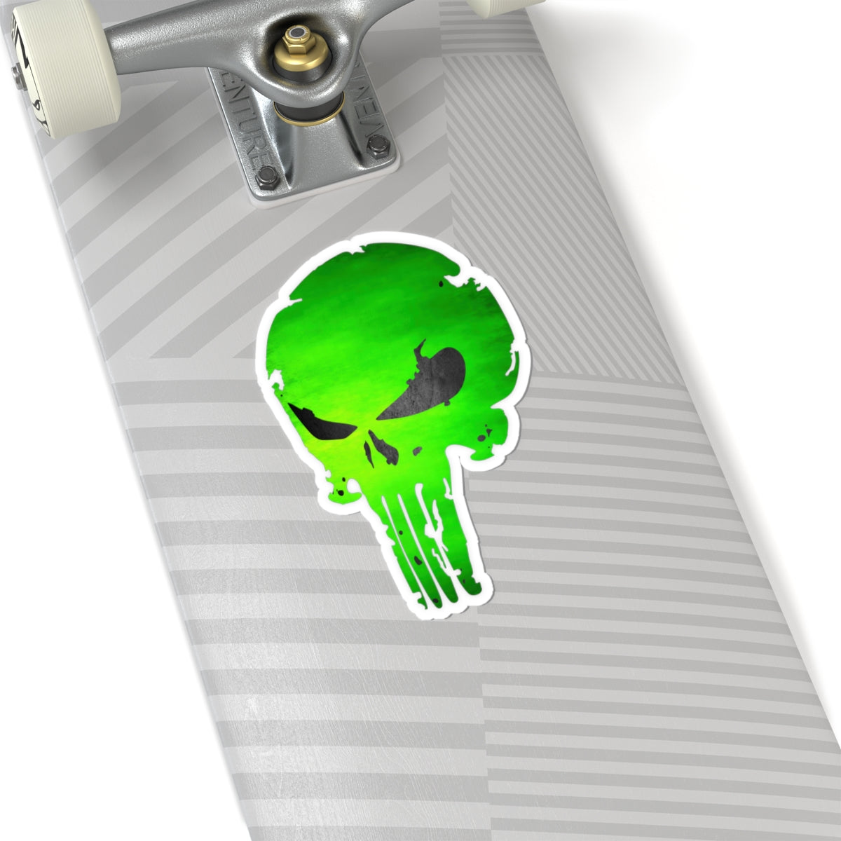 Green Distressed Skull Warrior Sticker – Bold Urban Graphic for Laptops, Water Bottles & More