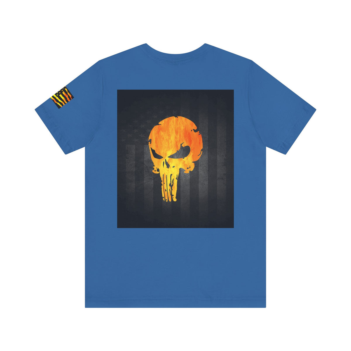 Orange Grunge Punisher Skull – Neon Grunge Vigilante Graphic for Shirts, Decals & Prints