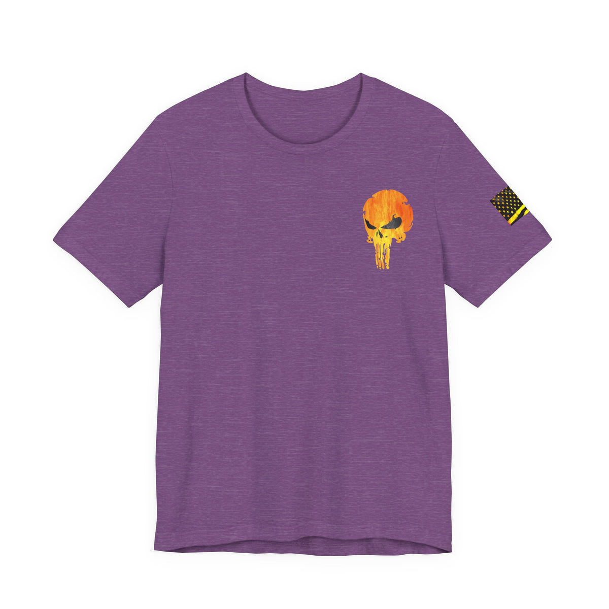Orange Grunge Punisher Skull – Neon Grunge Vigilante Graphic for Shirts, Decals & Prints