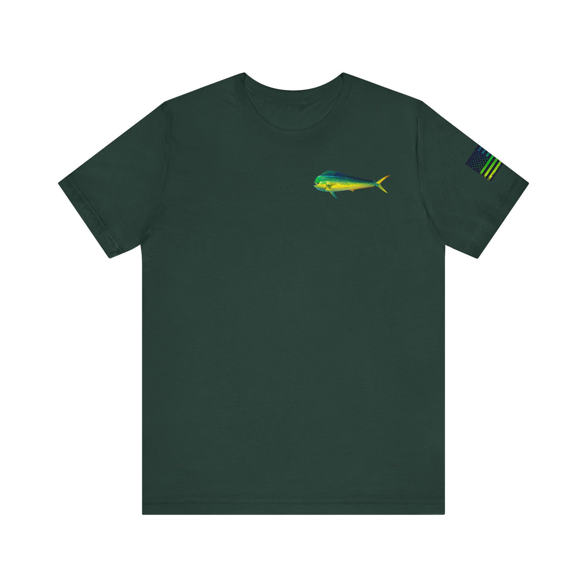 Mahi Mahi American Flag Fishing T-Shirt – Bold Offshore Graphic Tee