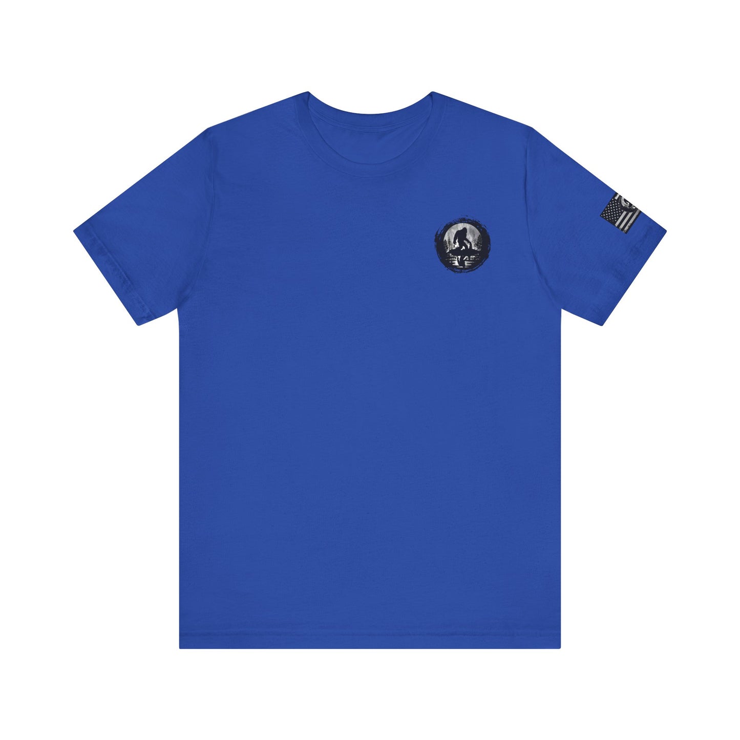 Bigfoot American Flag Adventure-Ready Unisex Tee, Perfect for Campouts, Gifts, Outdoor Wear