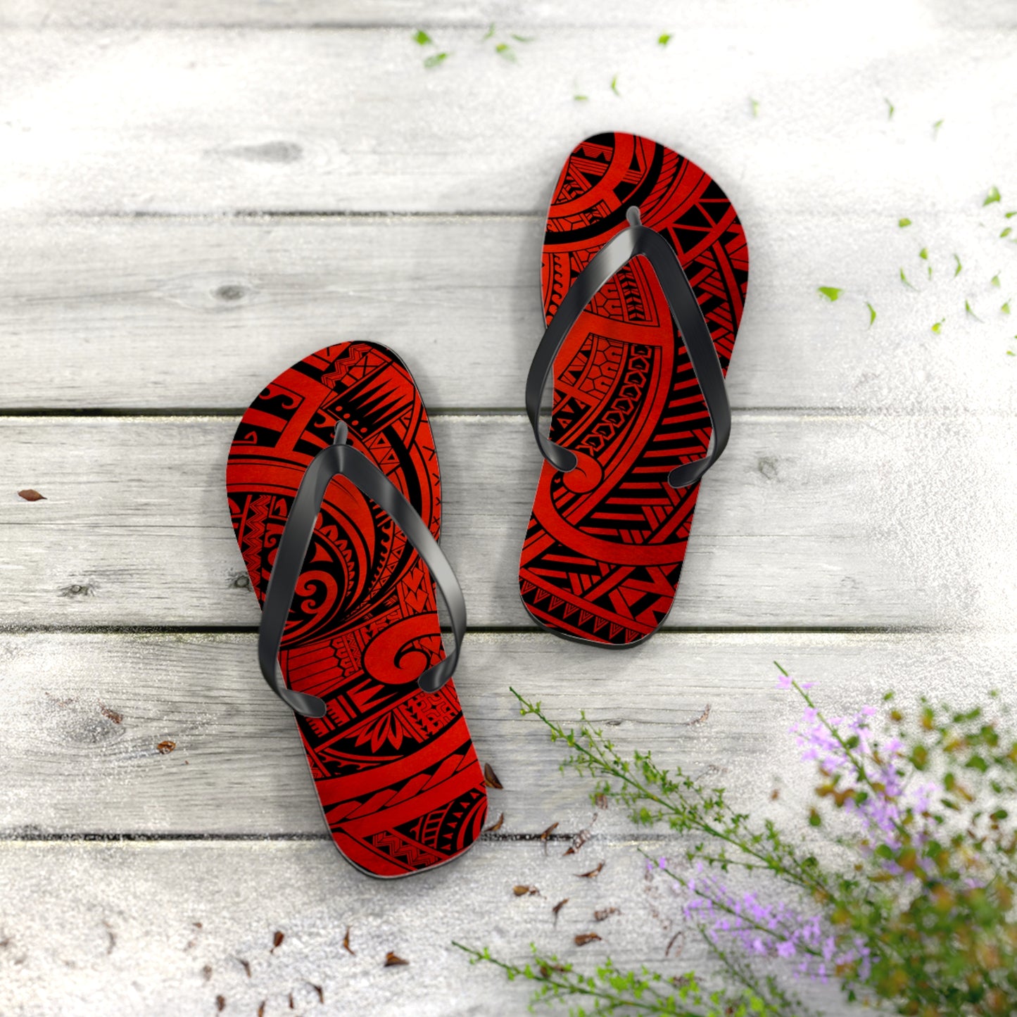Polynesian Tribal Flip Flops, Summer Footwear, Vacation Sandals, Beach Accessories, Boho Flip Flops