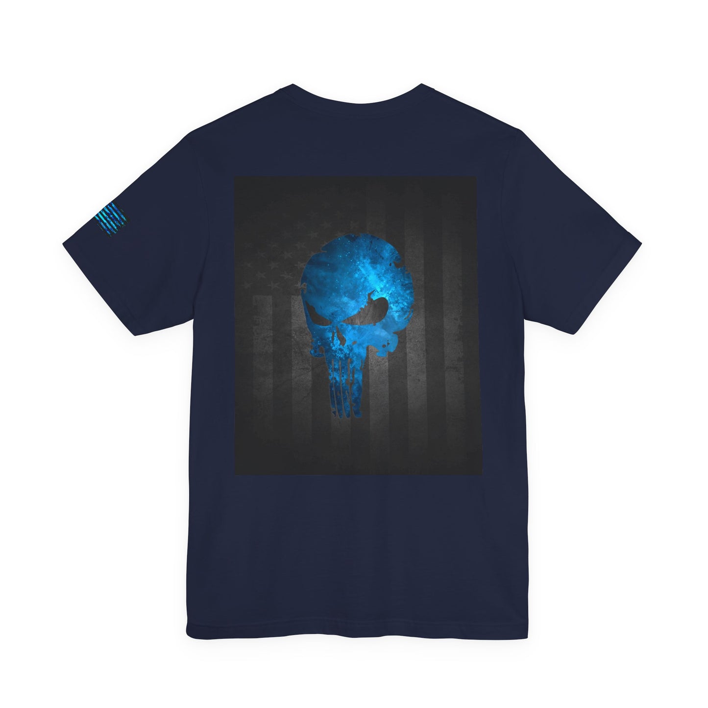 Blue Grunge Punisher Skull – Neon Grunge Vigilante Graphic for Shirts, Decals & Prints