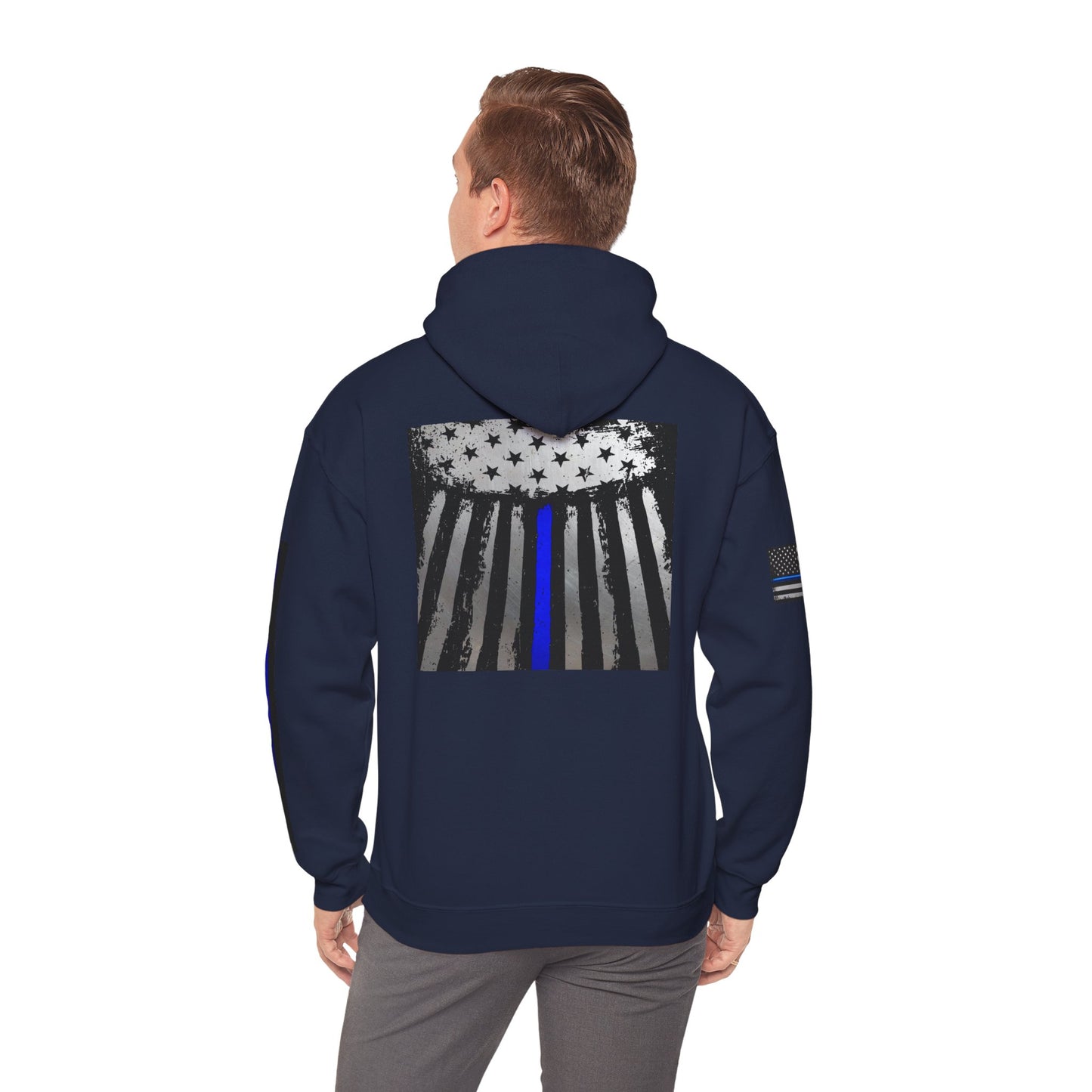 Spartan Thin Blue Line Flag Hoodie – Warrior Helmet Patriotic Sweatshirt for Police Supporters