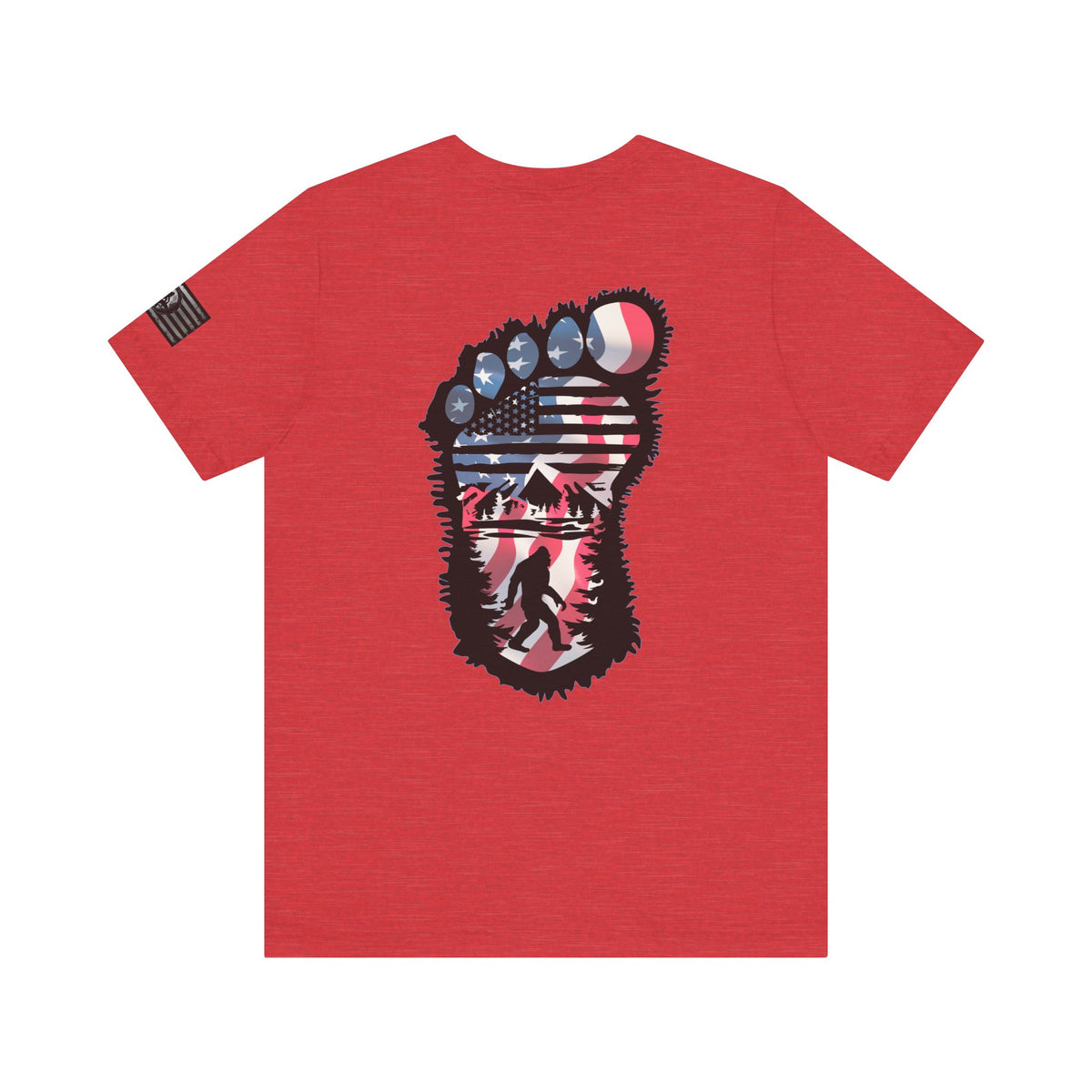 Bigfoot American Flag Adventure-Ready Unisex Tee, Perfect for Campouts, Gifts, Outdoor Wear