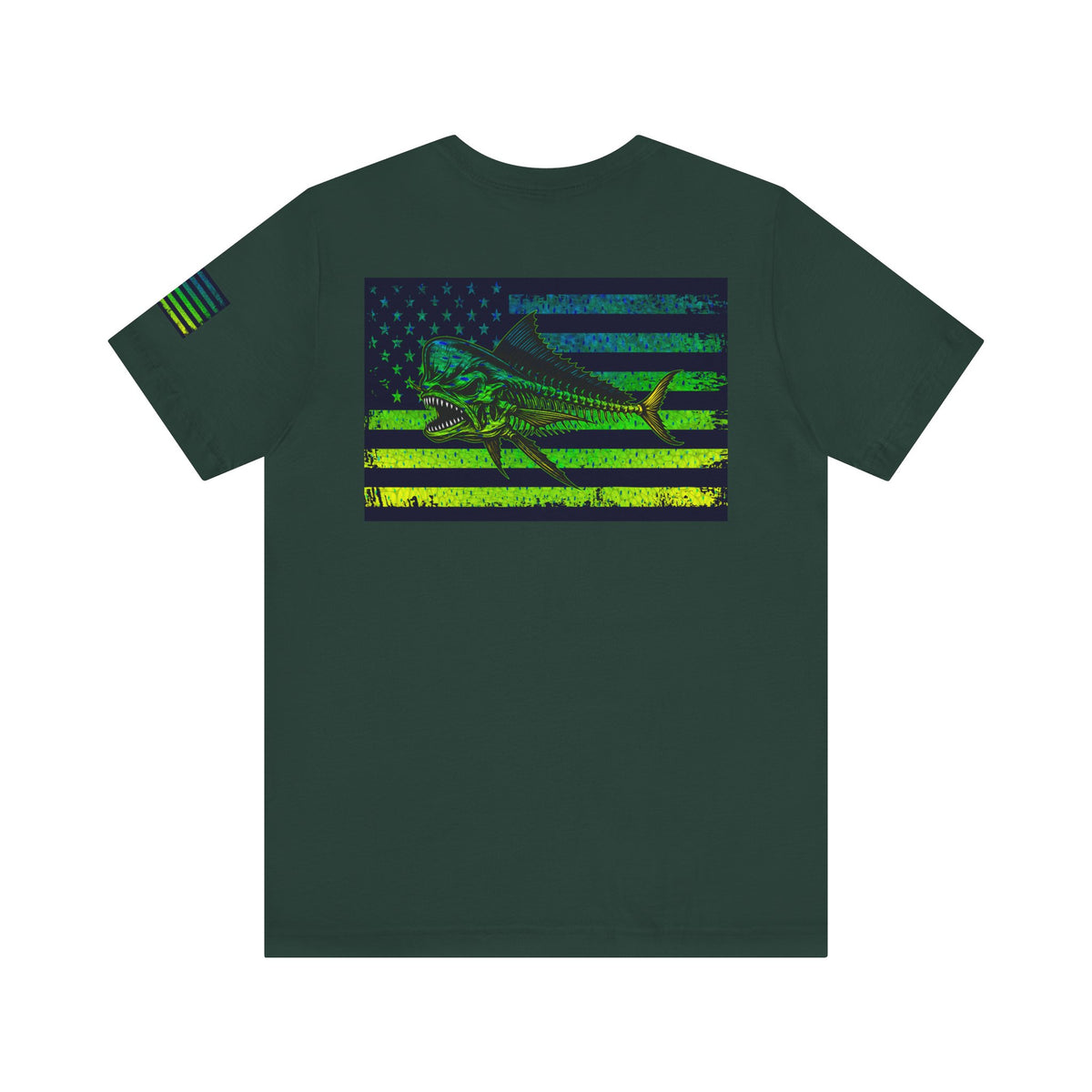 The Mahi Angler Grunge American Flag Tee, Patriotic USA Shirt, Vintage American Flag