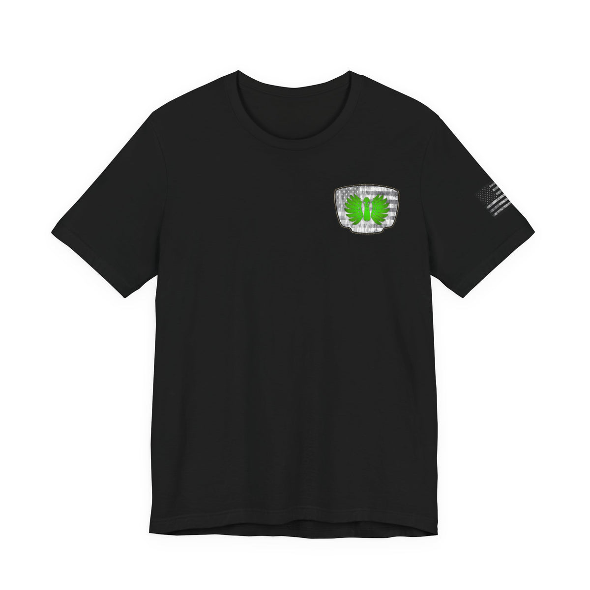 Duck Skull Hunting Badge T-Shirt – Mossy Camo Print, Crossed Guns & Duck Skull Graphic