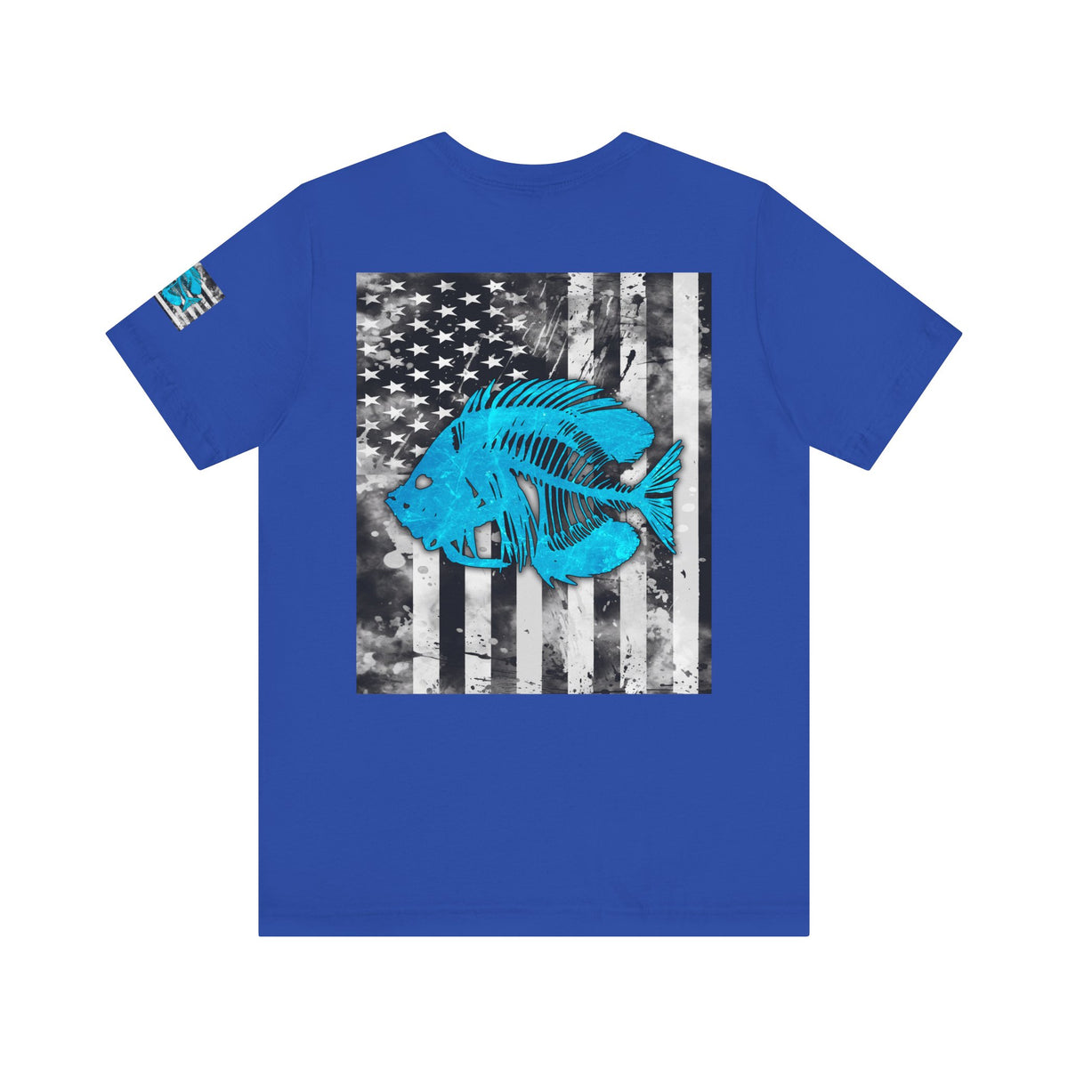 Blue Pearch Angler Grunge American Flag Tee, Patriotic USA Shirt, Vintage American Flag