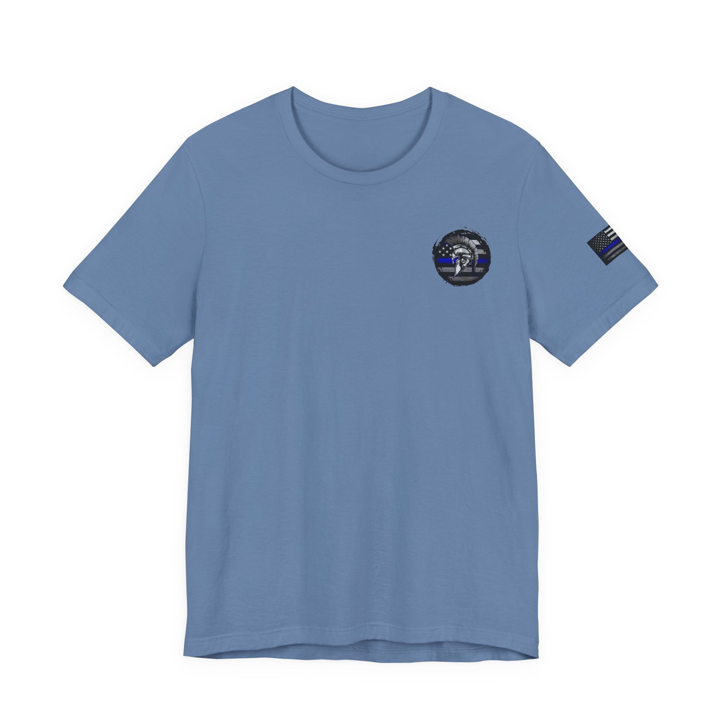 Spartan Thin Blue Line American Flag T-Shirt – Honor & Valor Police Tribute Tee