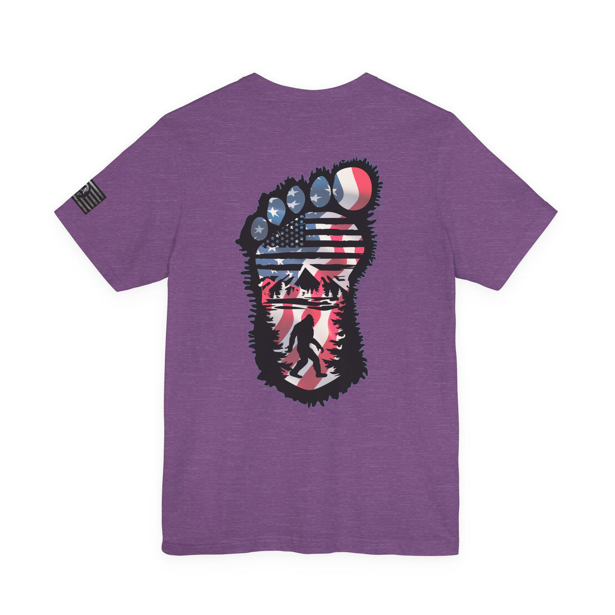 Bigfoot American Flag Adventure-Ready Unisex Tee, Perfect for Campouts, Gifts, Outdoor Wear