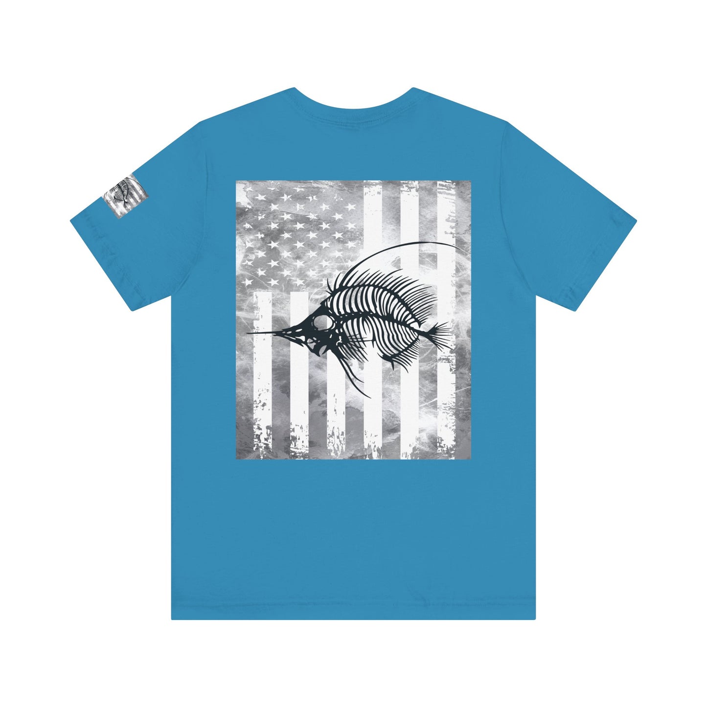 SwordFish Skeleton Grunge American Flag Tee, Patriotic USA Shirt, Vintage American Flag