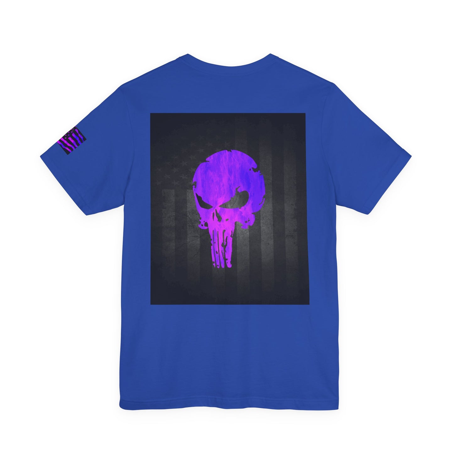 Purple Grunge Punisher Skull – Neon Grunge Vigilante Graphic for Shirts, Decals & Prints