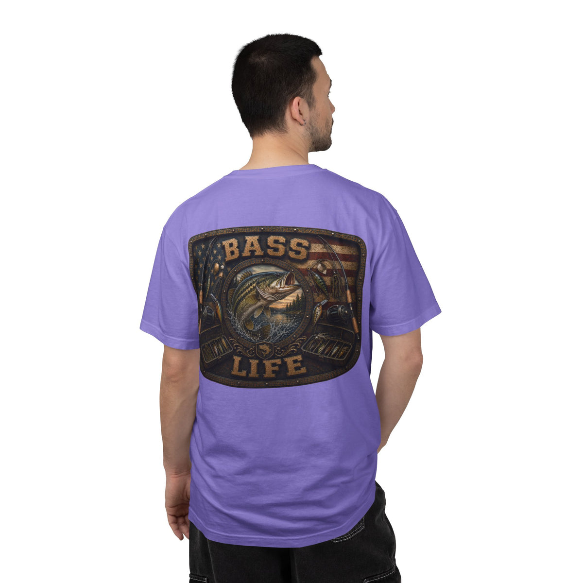 Bass Life T-Shirt — Retro American Flag Bass Fishing Tee