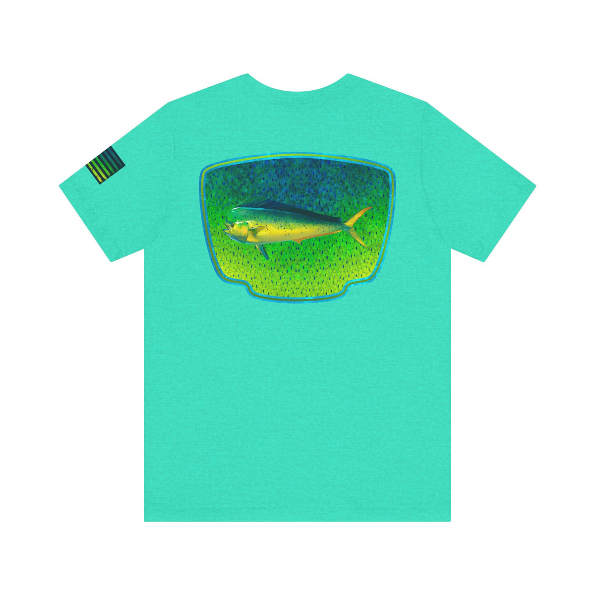 Bright Mahi Mahi Fish Skin Badge Tee – Bold Saltwater Fishing Shirt for Ocean Lovers