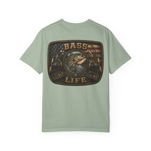Bass Life T-Shirt — Retro American Flag Bass Fishing Tee