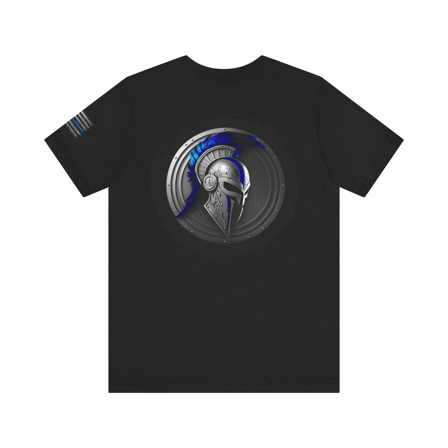 Grunge Spartan Thin Blue Line American Flag T-Shirt – Honor & Valor Police Tribute Tee