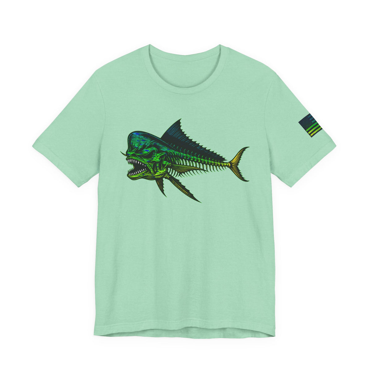 The Mahi Angler Grunge American Flag Tee, Patriotic USA Shirt, Vintage American Flag