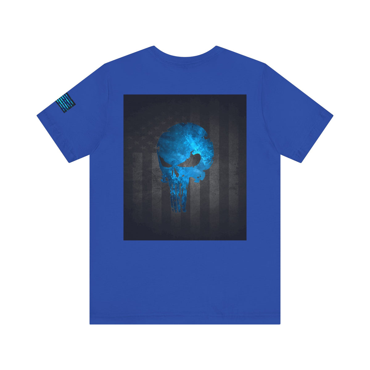 Blue Grunge Punisher Skull – Neon Grunge Vigilante Graphic for Shirts, Decals & Prints