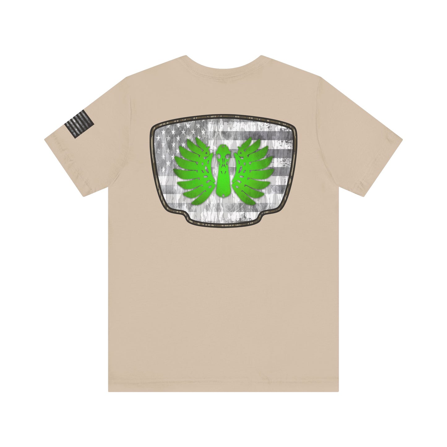 Duck Skull Hunting Badge T-Shirt – Mossy Camo Print, Crossed Guns & Duck Skull Graphic