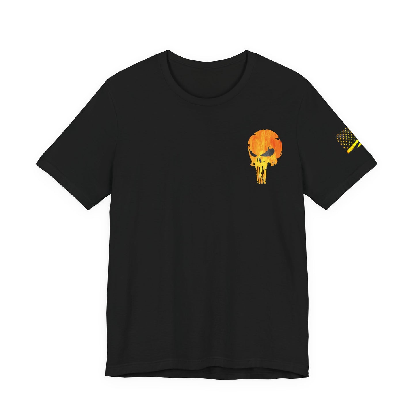 Orange Grunge Punisher Skull – Neon Grunge Vigilante Graphic for Shirts, Decals & Prints