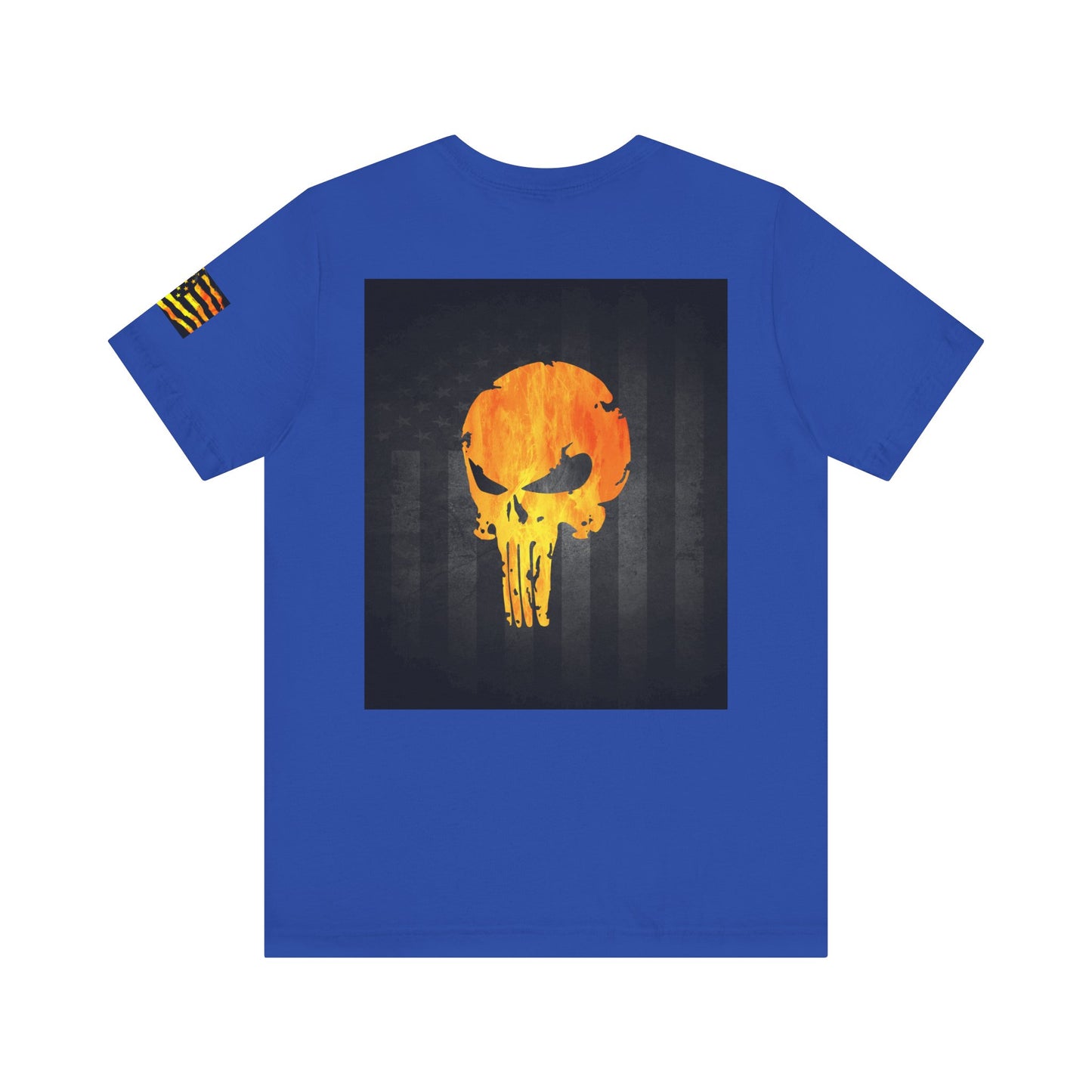 Orange Grunge Punisher Skull – Neon Grunge Vigilante Graphic for Shirts, Decals & Prints