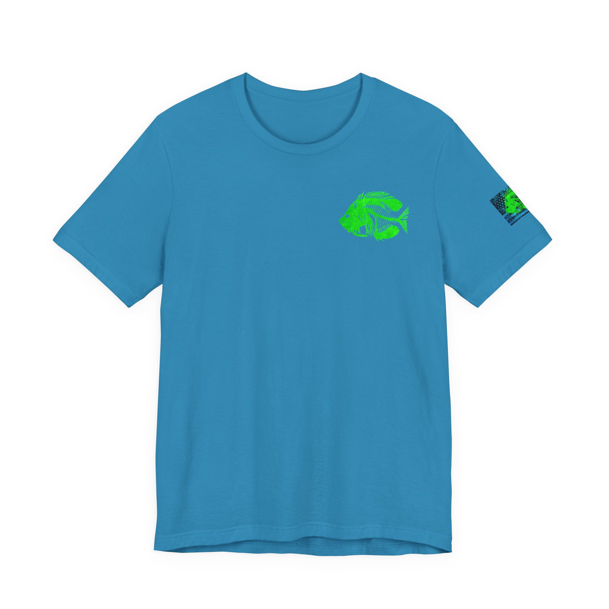 Green Pearch Angler Grunge American Flag Tee, Patriotic USA Shirt, Vintage American Flag