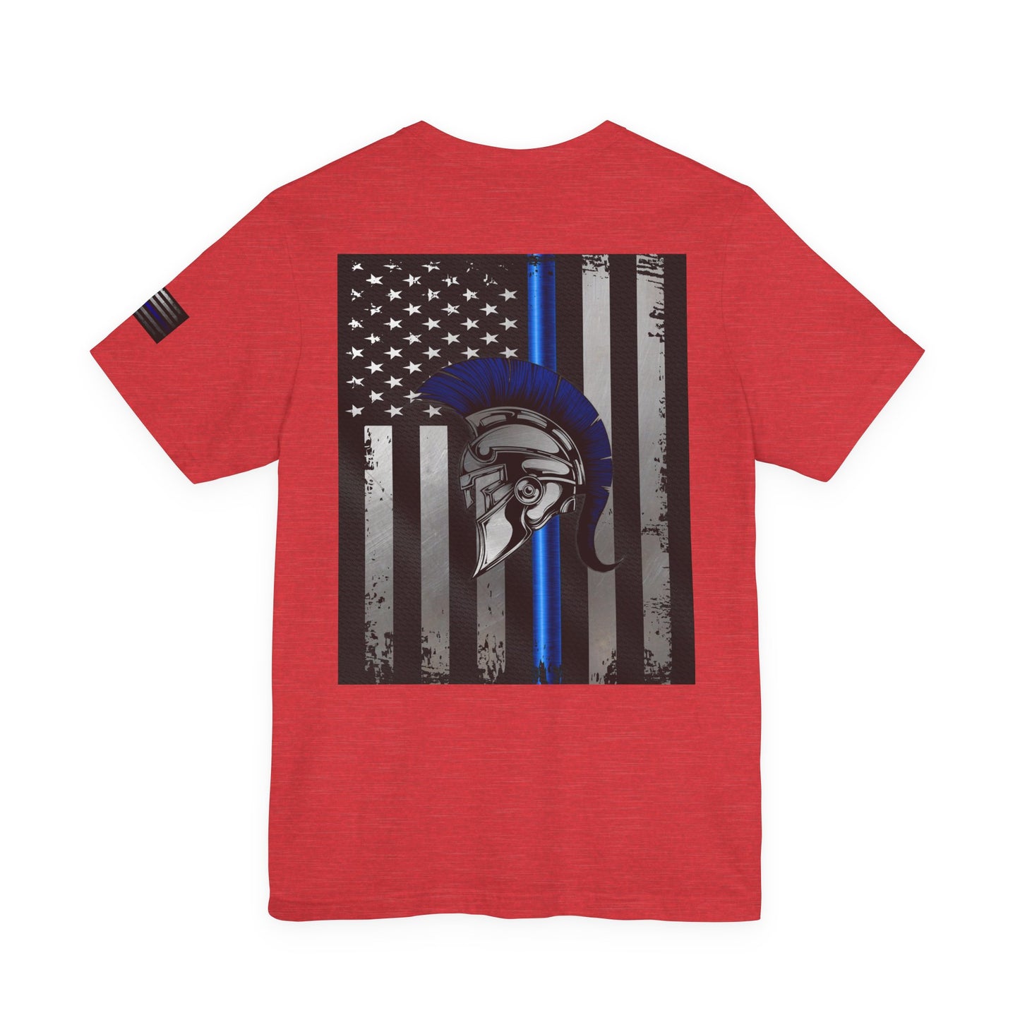 Spartan Thin Blue Line American Flag T-Shirt – Honor & Valor Police Tribute Tee