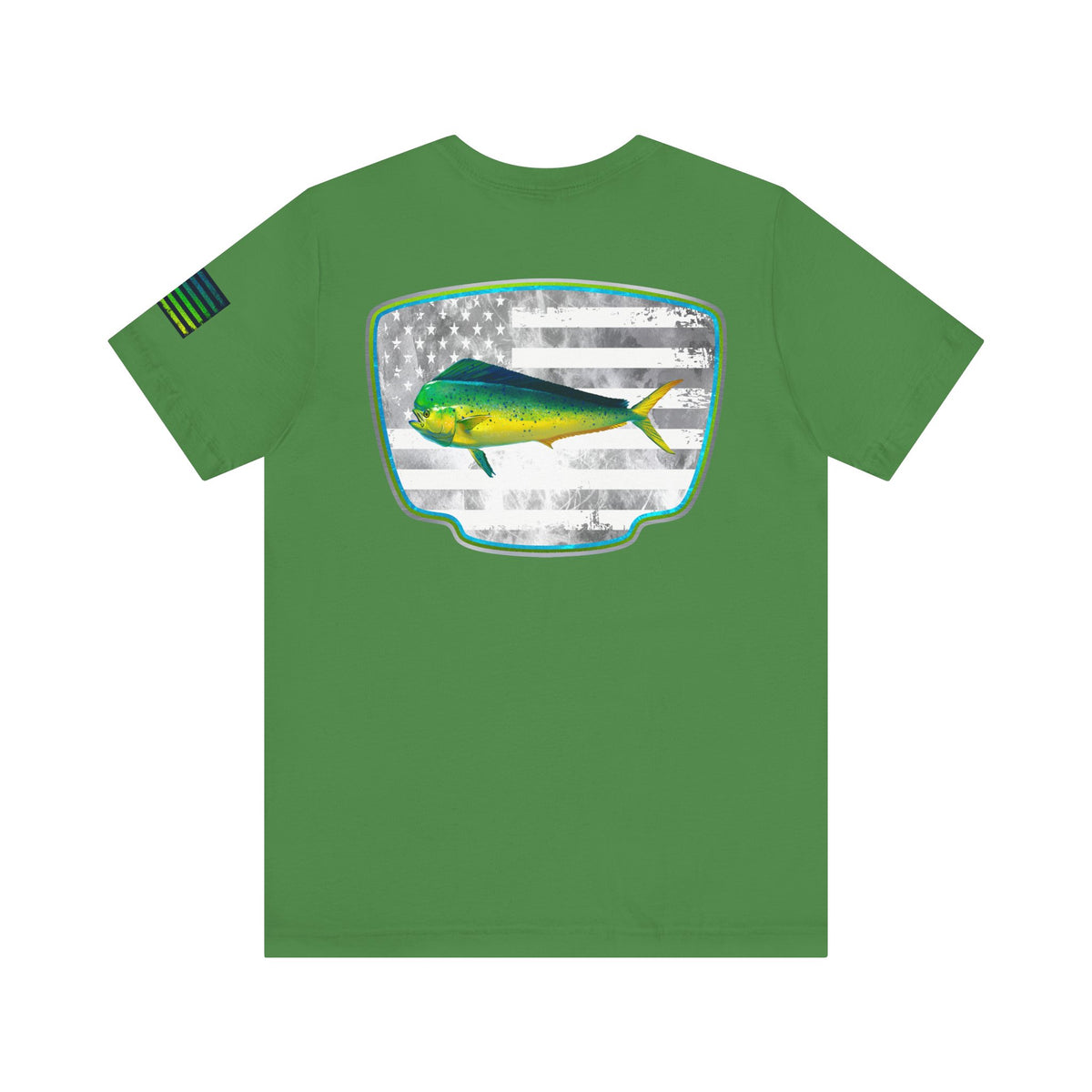 Mahi Mahi Sunglass Badge Tee – White Distressed Flag Fishing Shirt