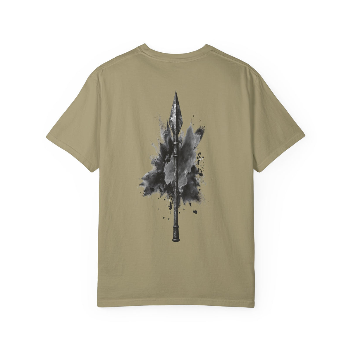 Spartan Warrior T-Shirt – Greek Helmet Circle Design Front & Spear Back | Warrior Graphic Tee
