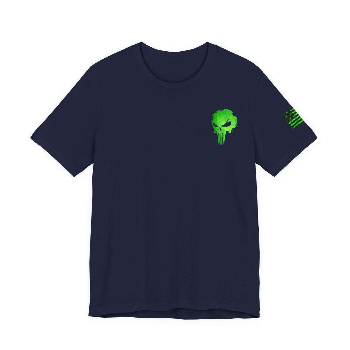 Green Punisher Skull with Hex Camo – Tactical Military Style Grunge Tee