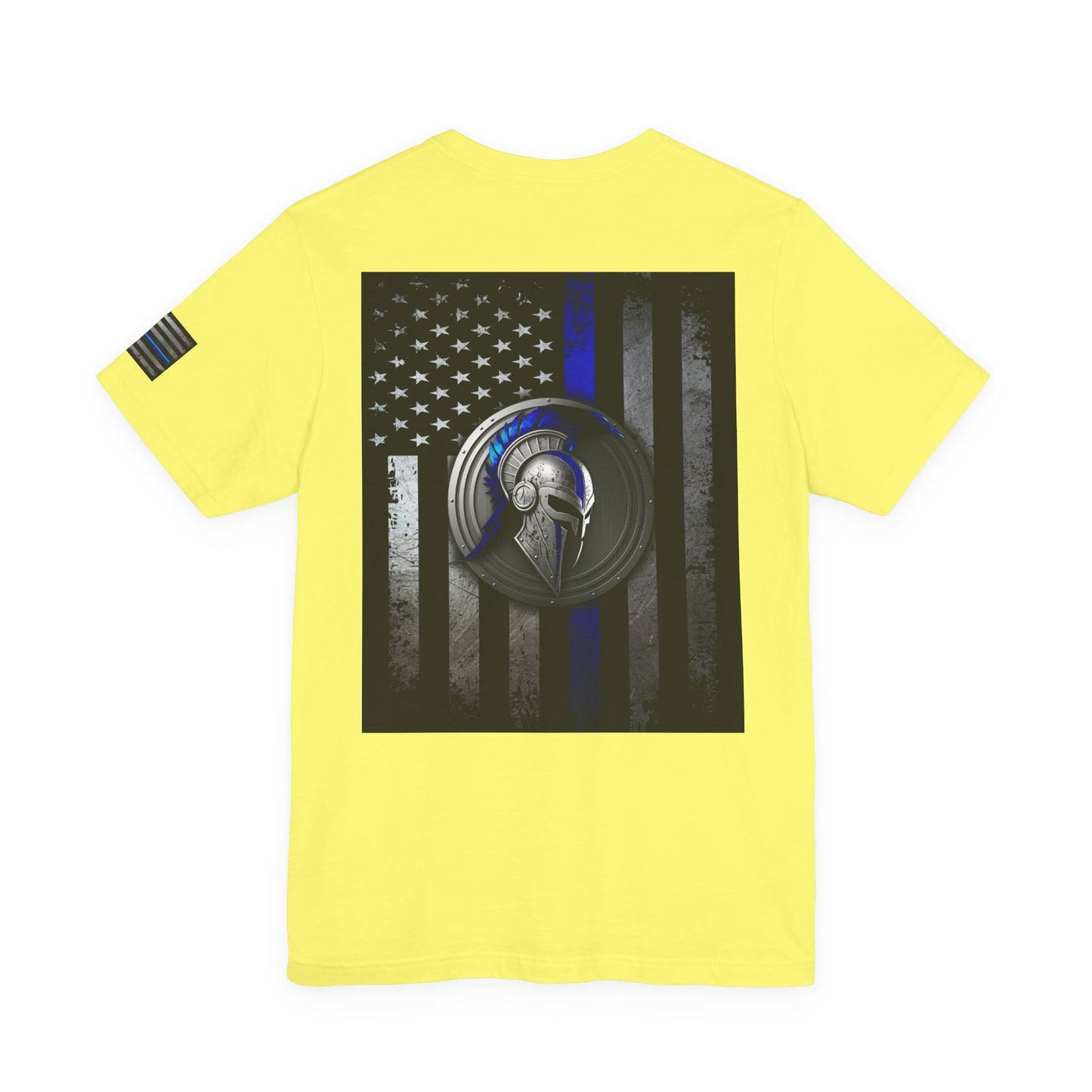 Spartan Helmet Flag Shirt – Thin Blue Line American Patriotic Tee for Law Enforcement Support