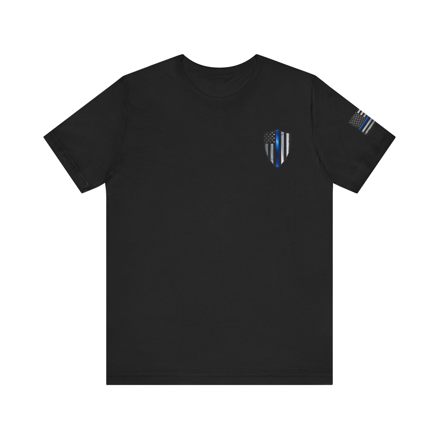 Grunge Metal Spartan Thin Blue Line American Flag T-Shirt – Honor & Valor Police Tribute Tee