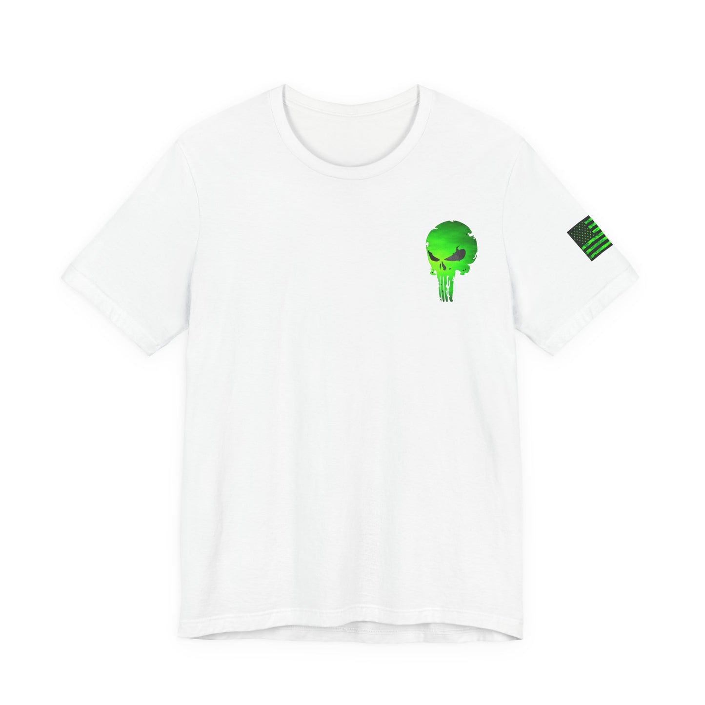 Toxic Green Punisher Skull – Neon Grunge Vigilante Graphic for Shirts, Decals & Prints