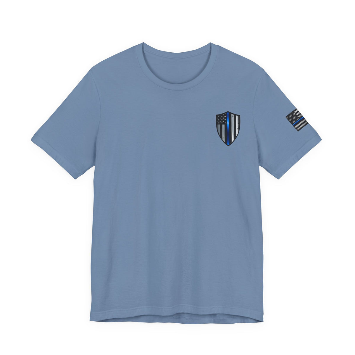 Grunge Stone Spartan Thin Blue Line American Flag T-Shirt – Honor & Valor Police Tribute Tee