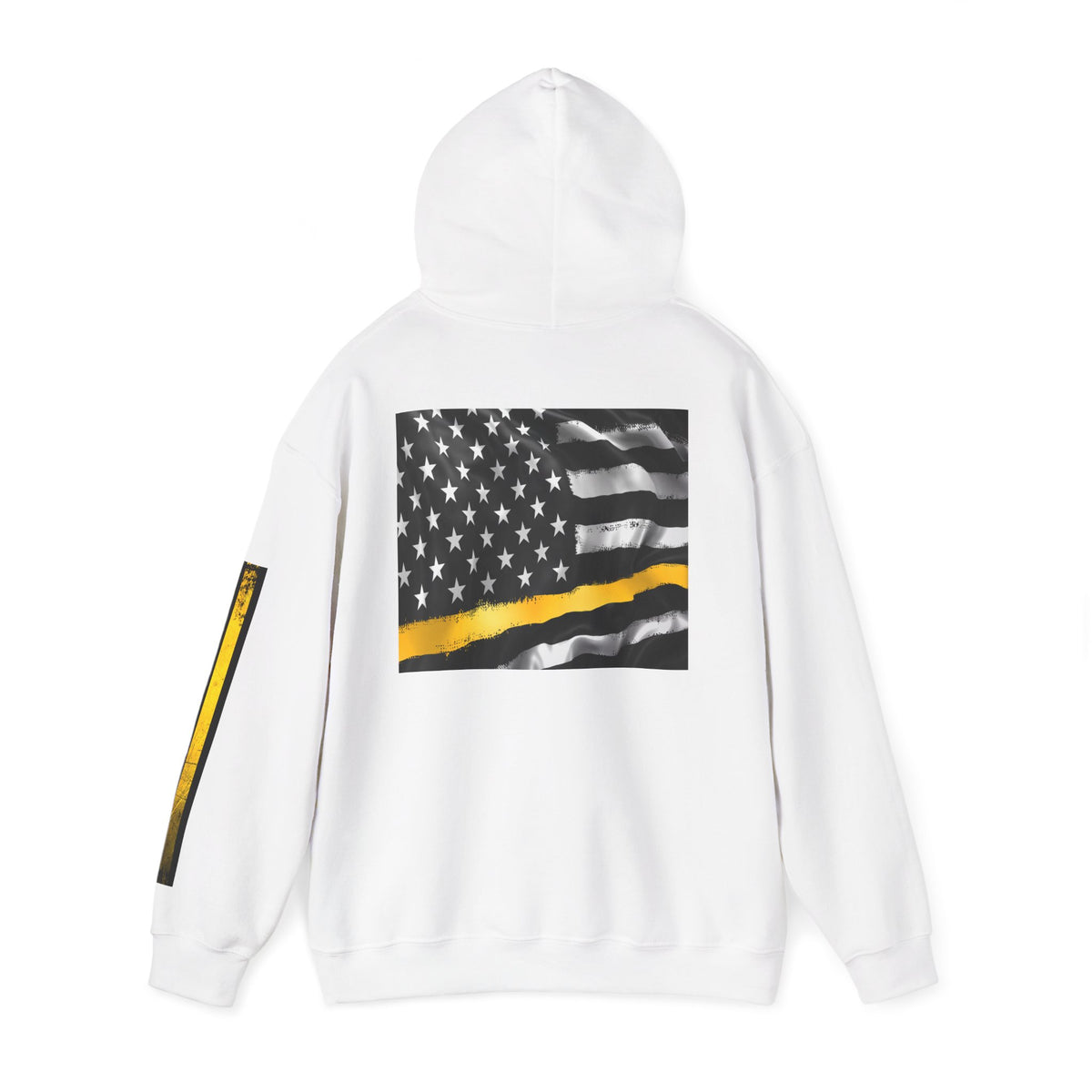 911 Dispatcher Thin Yellow Line American Flag Heart Hoodie, Dispatcher Hooded Sweatshirt, First Responder Gift, Patriotic